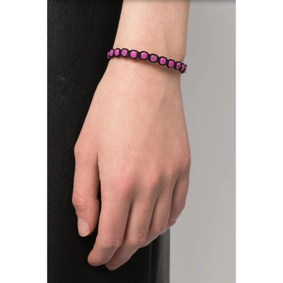 NEW ISABEL MARANT crystal embellished bracelet in fuchsia-black - Picture 1 of 3